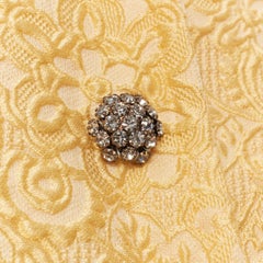 new DOLCE GABBANA yellow brocade crystal button A-line coat IT36 XS