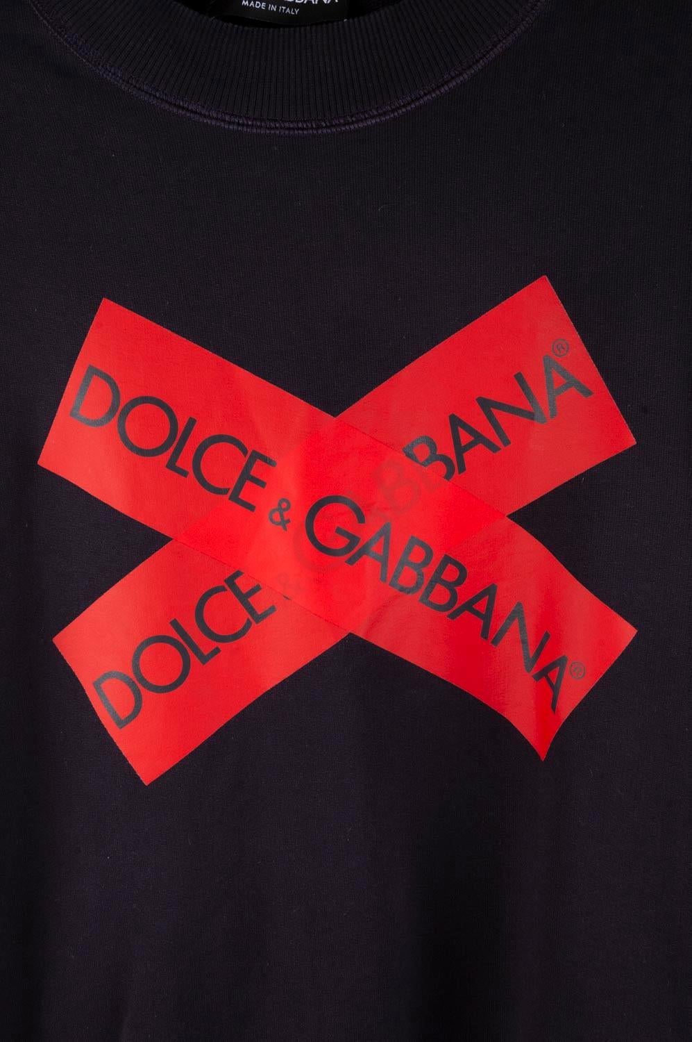 New Dolce&Gabbana Men Sweatshirt Jumper Pullover Red Cross, Size 46IT (S/M) S444 In New Condition For Sale In Kaunas, LT