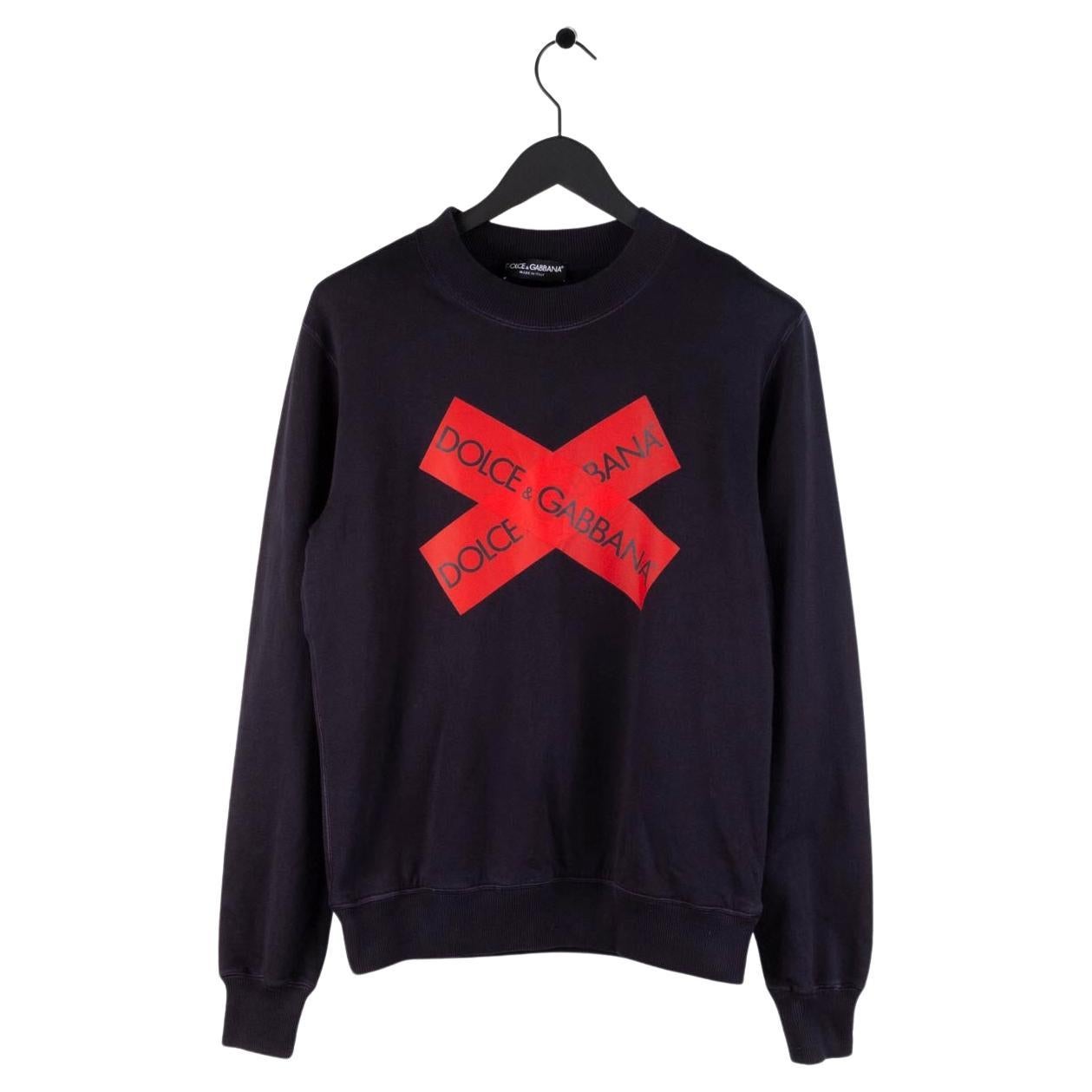 New Dolce&Gabbana Men Sweatshirt Jumper Pullover Red Cross, Size 46IT (S/M) S444