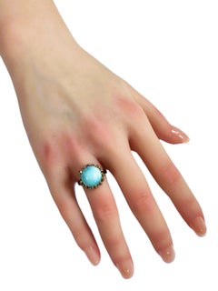 Nuevo Anillo Dominicano Larimar 14k YGold & 925 Oxi-Black Sterling Talla 5.75