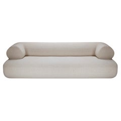 ¡NUEVO! ¡Dooq! Sofá Moderno Carmel Wood 300m en Bouclé Blanco y Pies de Madera
