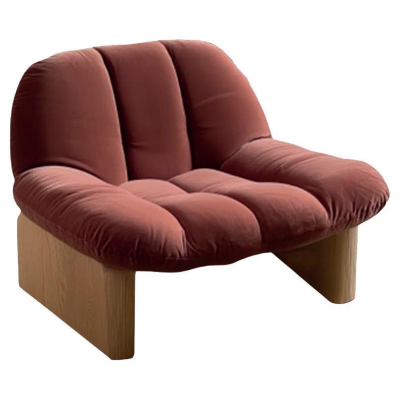 NEW! Dooq! Modern Colin Armchair in Red Velvet and Wood Feet