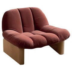 NEW! Dooq! Modern Colin Armchair in Red Velvet and Wood Feet