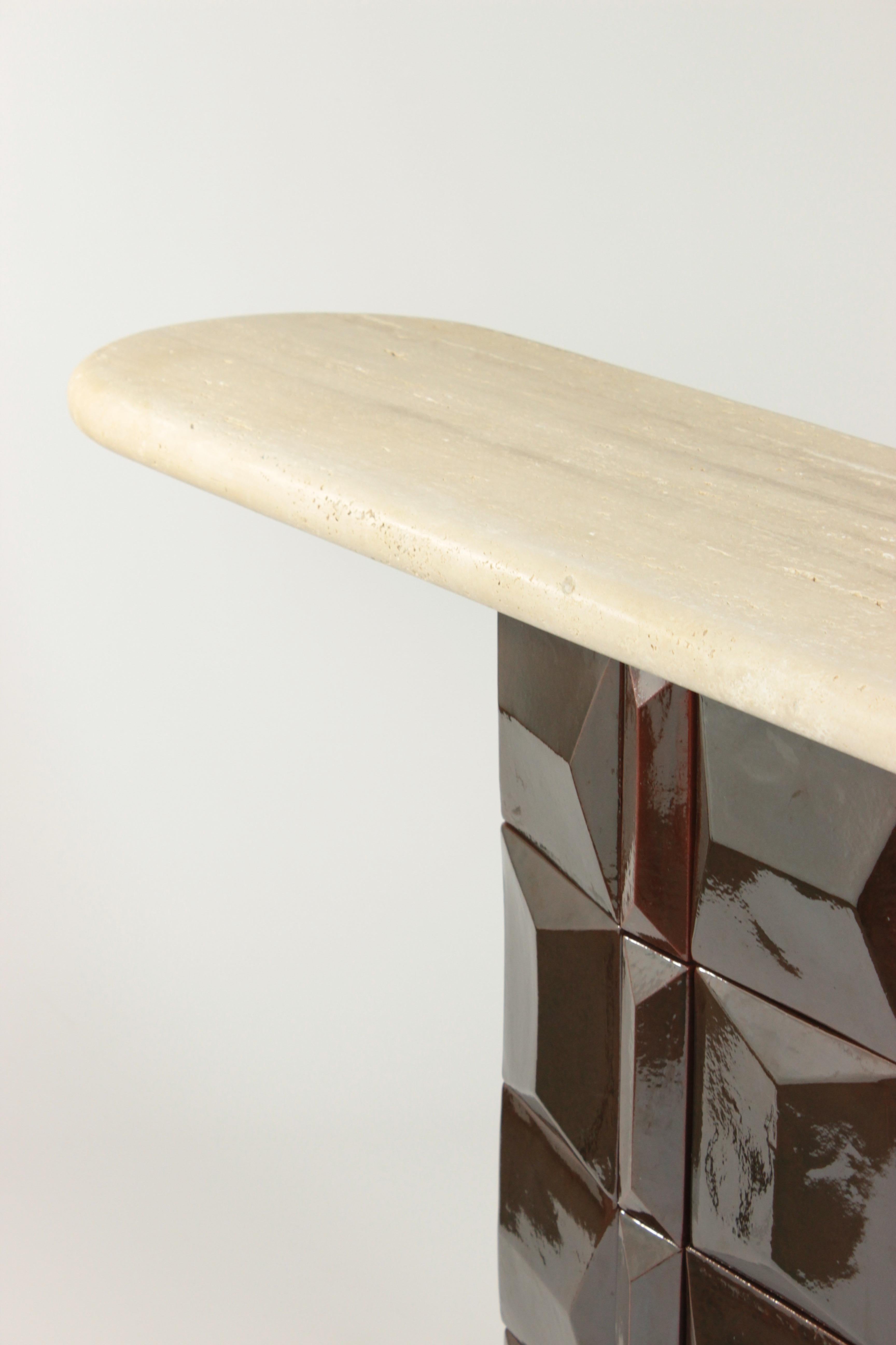 NEW! DOOQ! Milano Console in Marble Top and Handsmade Tiles For Sale 5