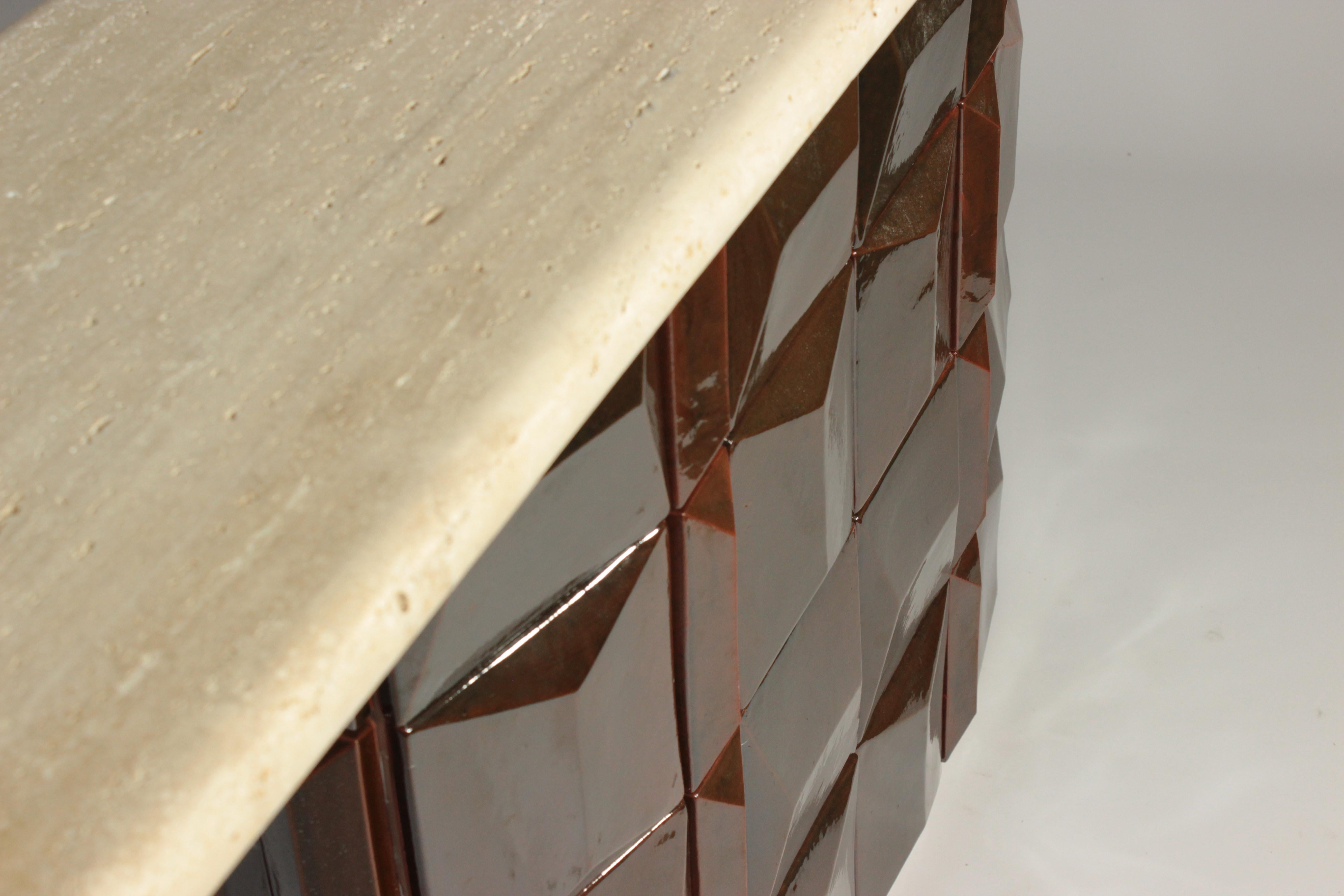 NEW! DOOQ! Milano Console in Marble Top and Handsmade Tiles For Sale 7