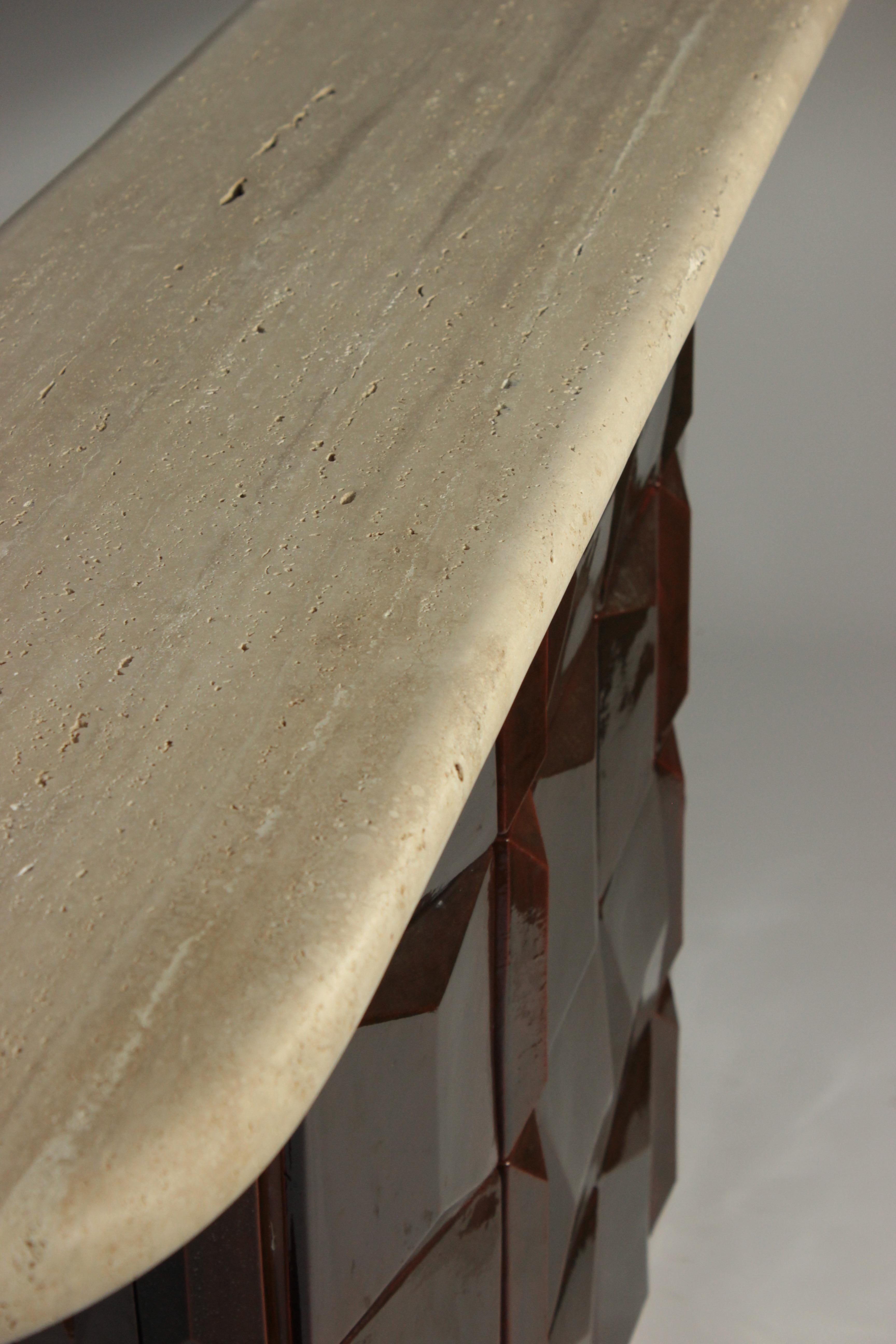 NEW! DOOQ! Milano Console in Marble Top and Handsmade Tiles For Sale 9