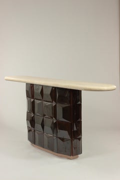 NOUVEAU ! DOOQ ! Console Milano avec plateau en marbre et carreaux faits main