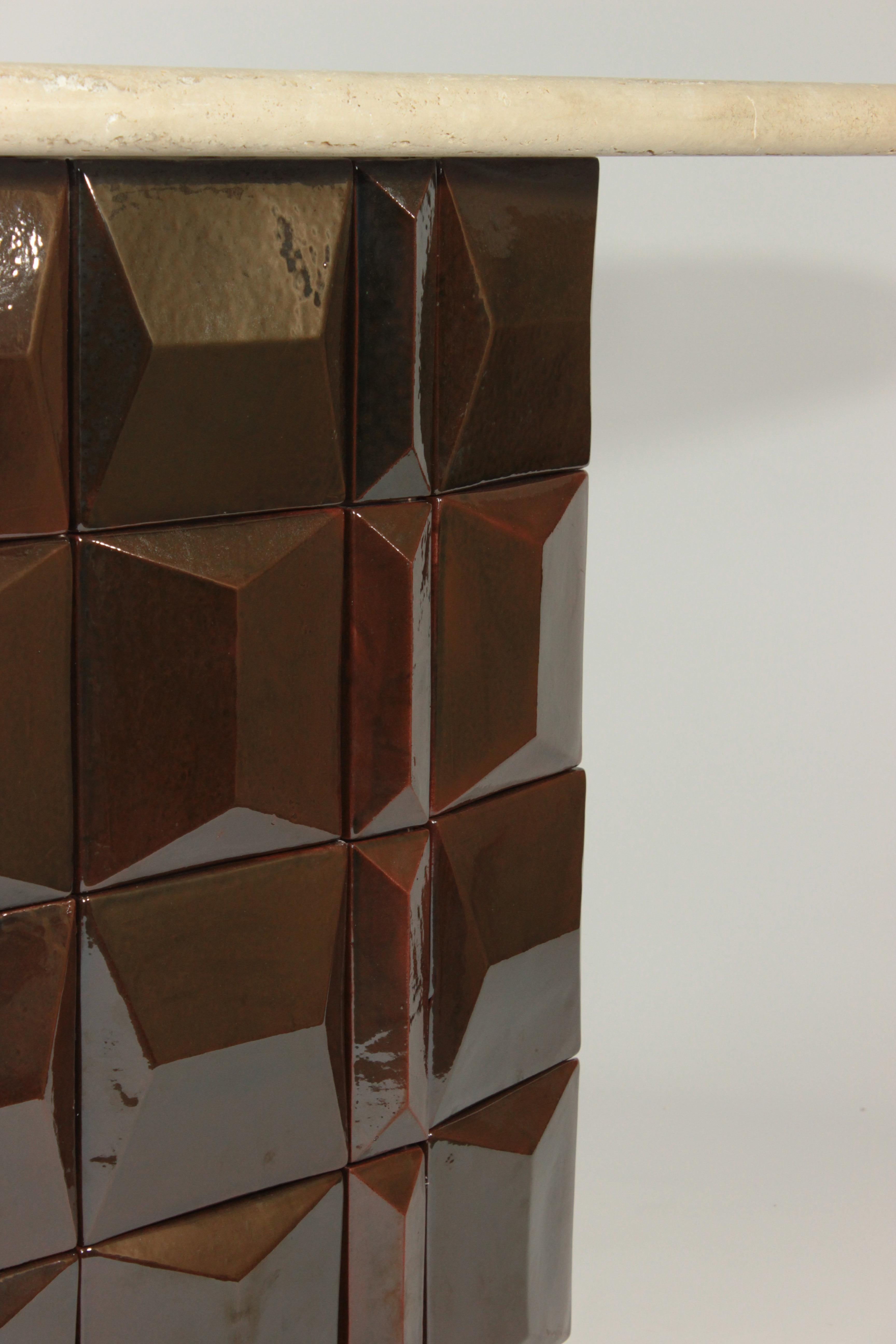NEW! DOOQ! Milano Console in Marble Top and Handsmade Tiles For Sale 2