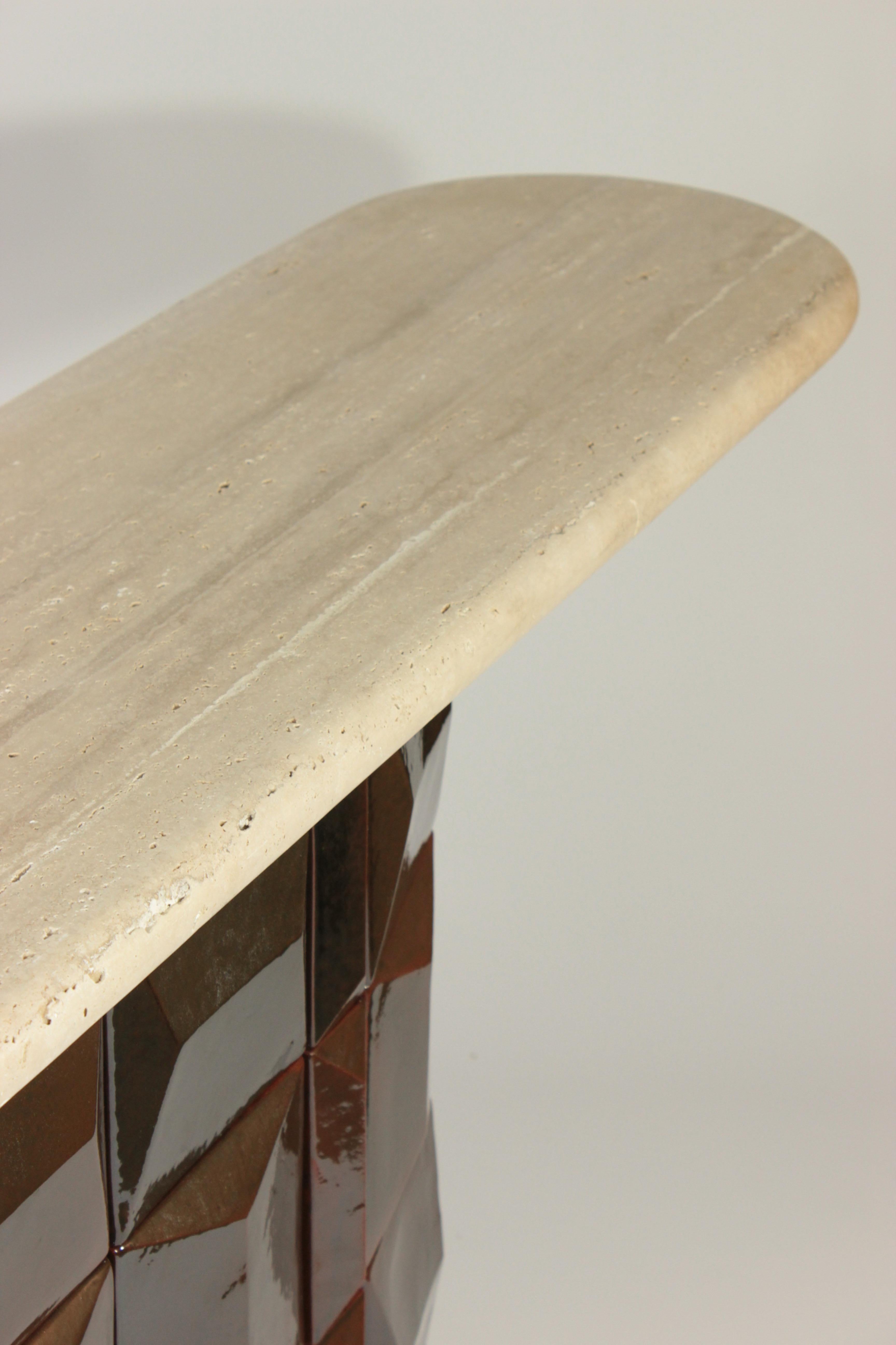 NEW! DOOQ! Milano Console in Marble Top and Handsmade Tiles For Sale 4
