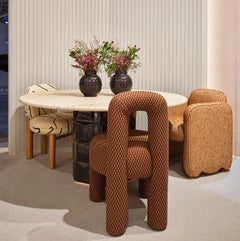 NEW! Dooq! Modern 120cm Milano Dinner Table in Cream, Marble Top and Tiles