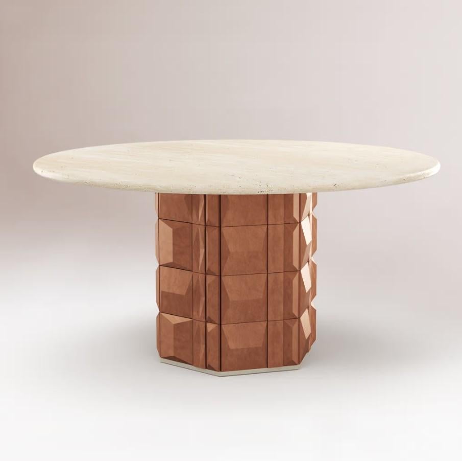 Moderno NUOVO! DOOQ! Tavolo da pranzo moderno Milano da 120 cm in crema, con piano in marmo e piastrelle in vendita