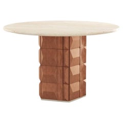 NEU! Dooq! Moderner 120cm Milano-Esstisch in Creme, Marmorplatte und Kacheln