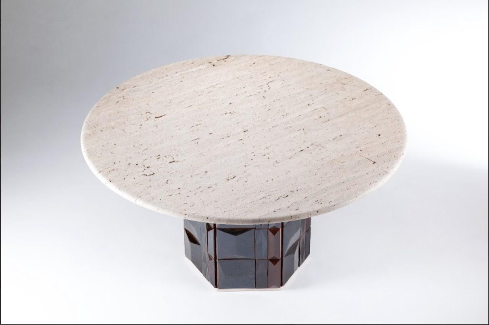 NOUVEAU ! DOOQ ! Table de salle à manger Milano moderne de 150 cm en crème, plateau en marbre, faite à la main en vente 3