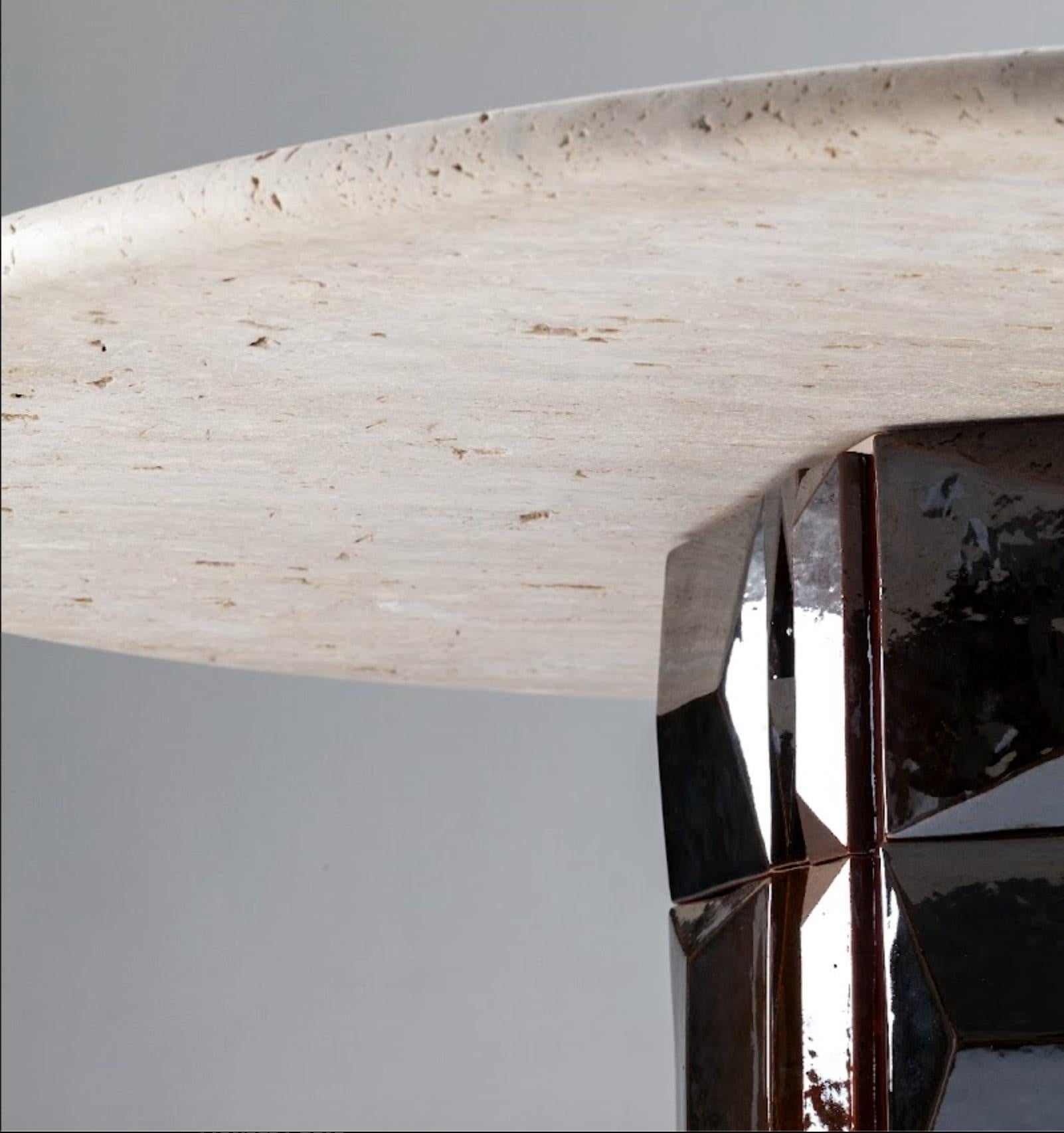 XXIe siècle et contemporain NOUVEAU ! DOOQ ! Table de salle à manger Milano moderne de 150 cm en crème, plateau en marbre, faite à la main en vente