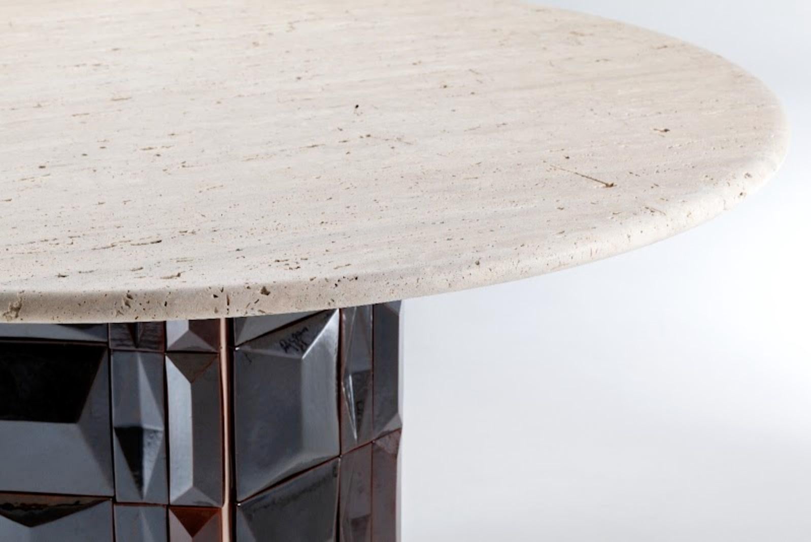 NOUVEAU ! DOOQ ! Table de salle à manger Milano moderne de 150 cm en crème, plateau en marbre, faite à la main en vente 2