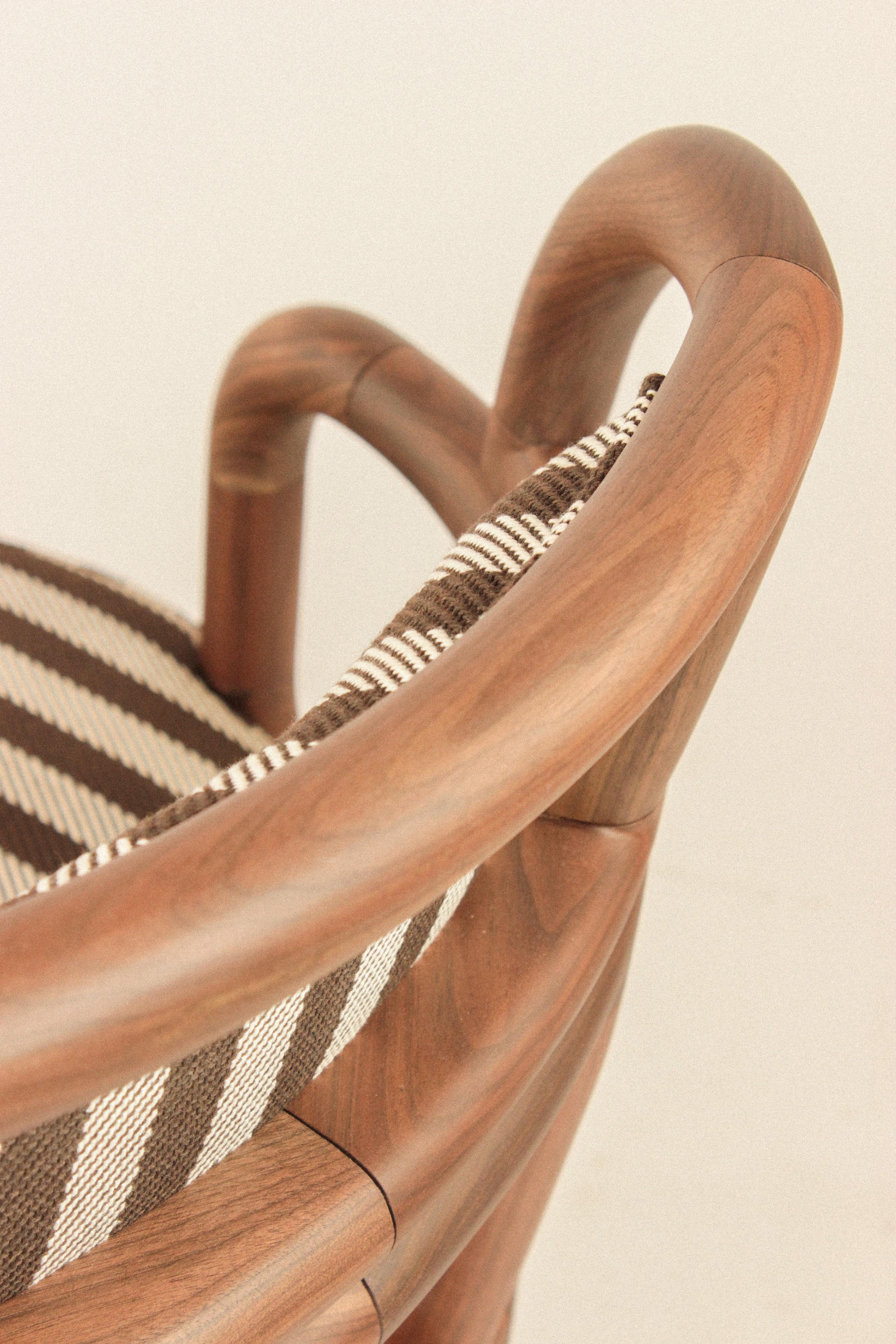 NEW! DOOQ! Modern Armchair Havana in Walnut and Brown For Sale 4