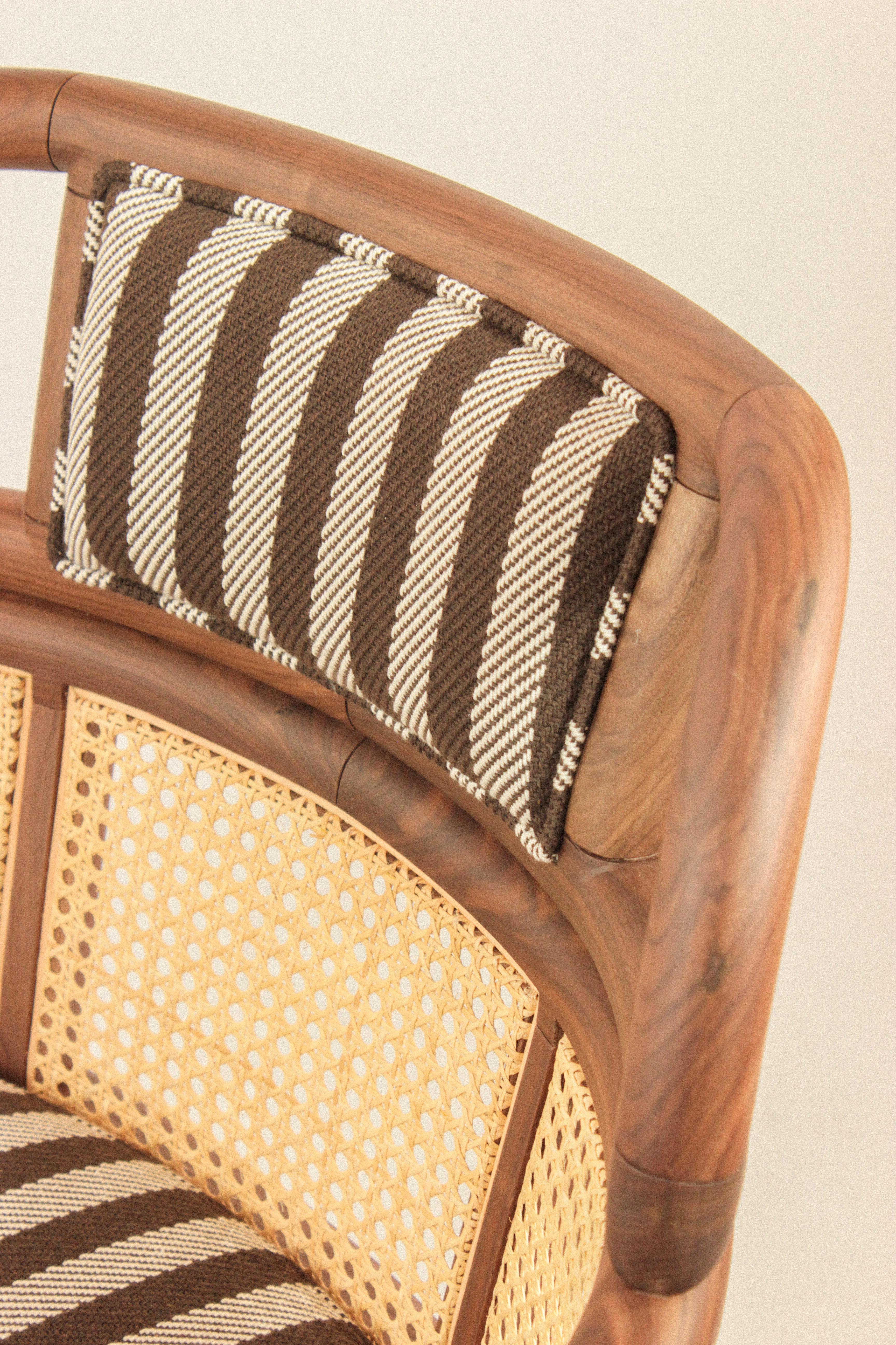 NEW! DOOQ! Modern Armchair Havana in Walnut and Brown For Sale 10