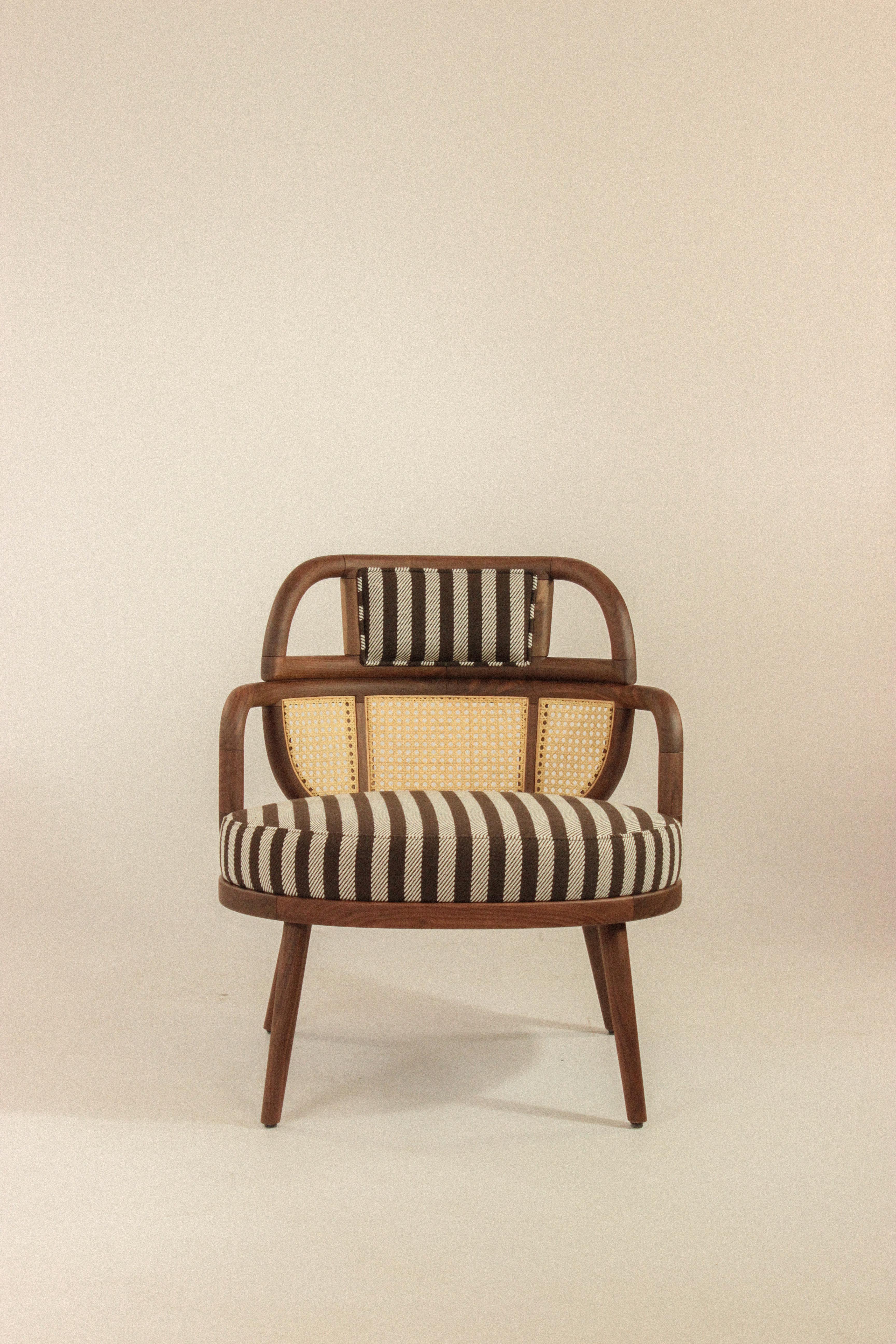 Mid-Century Modern NEW! DOOQ! Modern Armchair Havana in Walnut and Brown For Sale