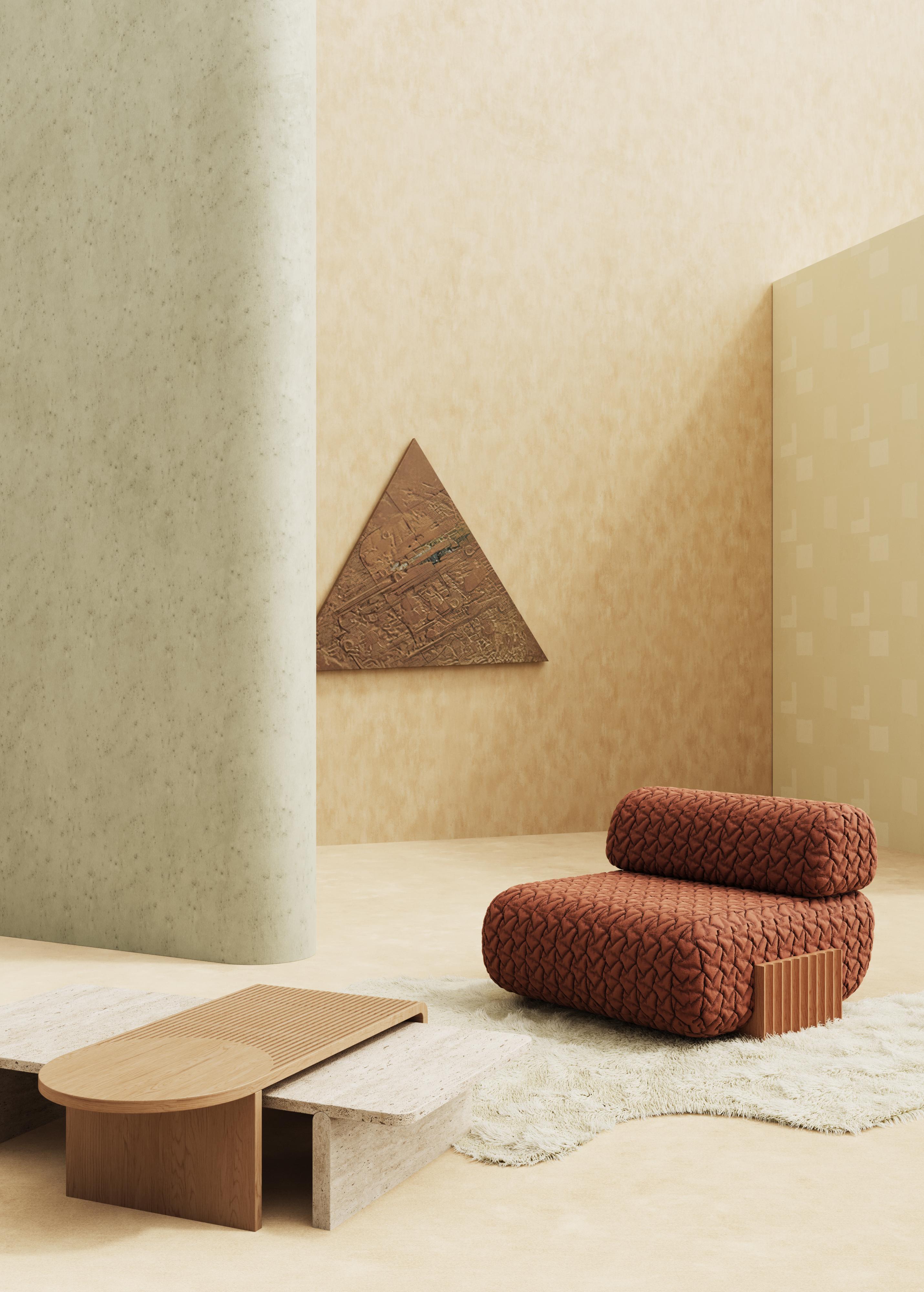 NOUVEAU ! DOOQ ! The Moderns Pouf Rectangulaire en Bouclé Blanc et Pieds en Wood Wood en vente 2