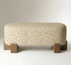 Nouveau ! DOOQ ! Moderne ! Banc Twin avec piétement en bois et tissu jaune
