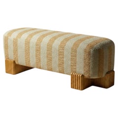 Nouveau ! DOOQ ! Moderne ! Banc Twin avec piétement en bois et tissu jaune