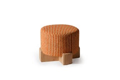 NEW! DOOQ! MODERN! Twin Pouf 2 Big with base in solid wood