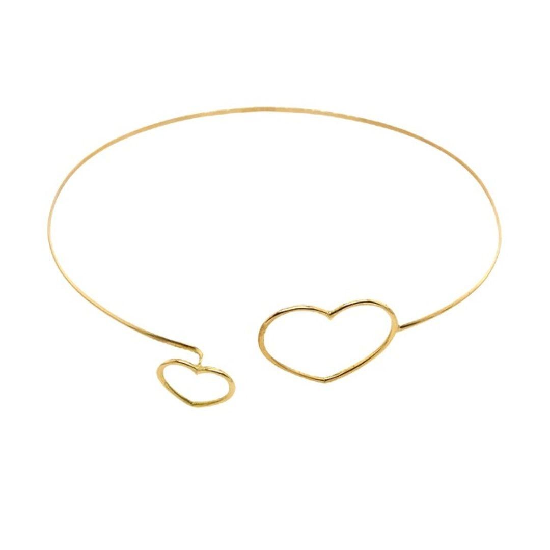 New 18ct Yellow Gold Double Heart Bangle Gold With Noose Fittings.

Additional Information:
Total Weight: 2.9g
Internal Diameter: 6.3cm
 SMS5227