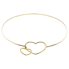 New Double Heart Bangle Gold with Noose Fittings in 18ct Yellow Gold