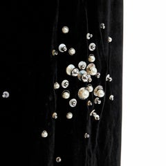new DRIES VAN NOTEN 2016 Domino black velvet faux pearl embellished dress FR38 M