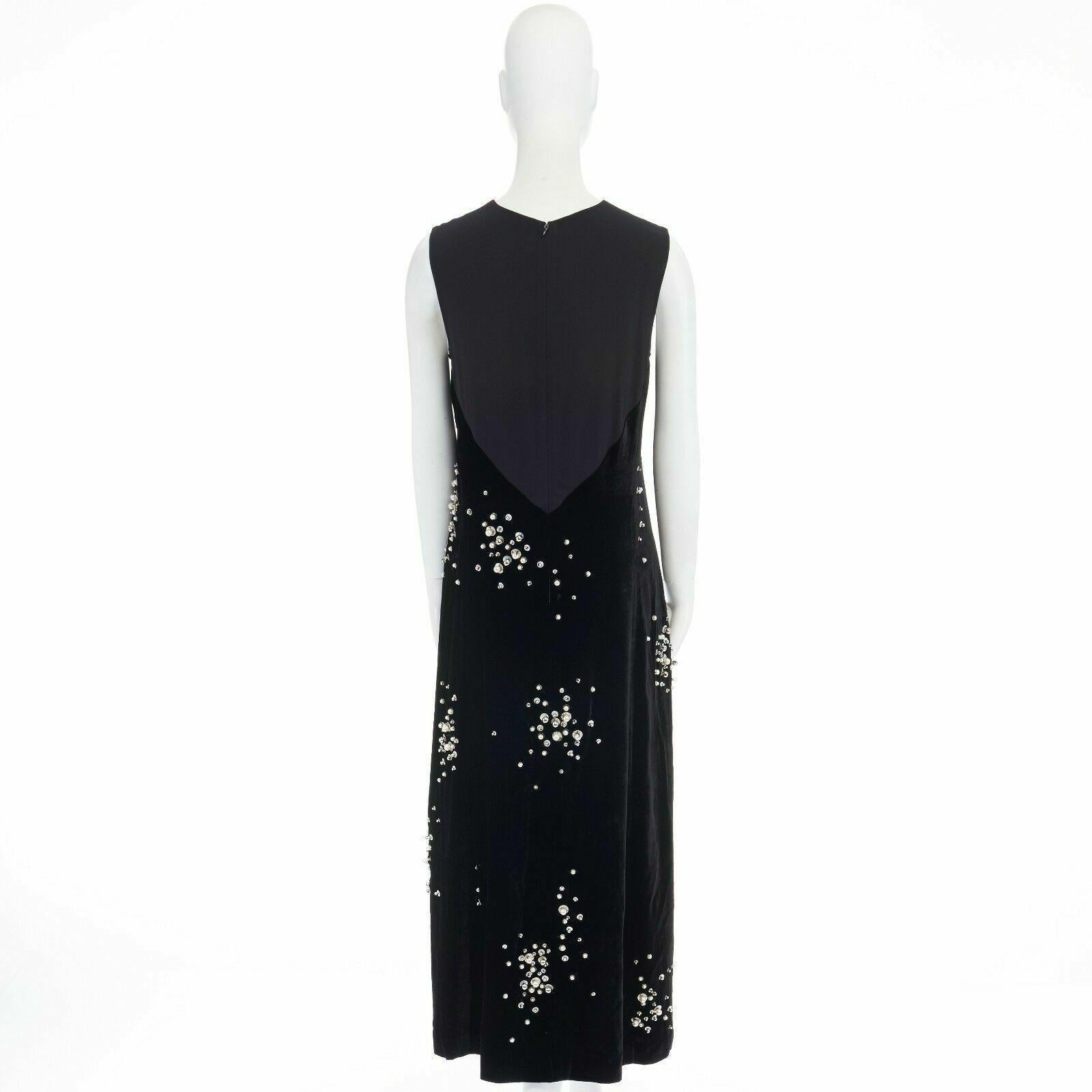 new DRIES VAN NOTEN 2016 Domino black velvet faux pearl embellished dress FR38 M 1