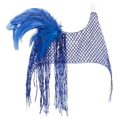 new DRIES VAN NOTEN 2019 Campi blue embellished feather brooch harness FR34 XS