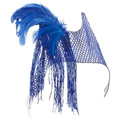 new DRIES VAN NOTEN 2019 runway blue embellished feather harness top FR40 L