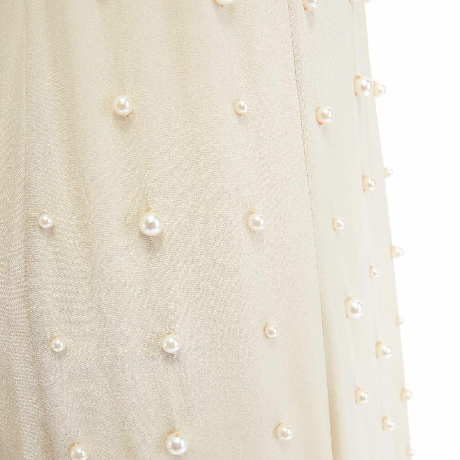 new DRIES VAN NOTEN AW16 Deming beige pearl embellished slip gown dress FR34 XS 1