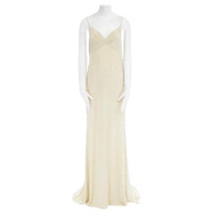 new DRIES VAN NOTEN AW16 Deming beige pearl embellished slip gown dress FR34 XS