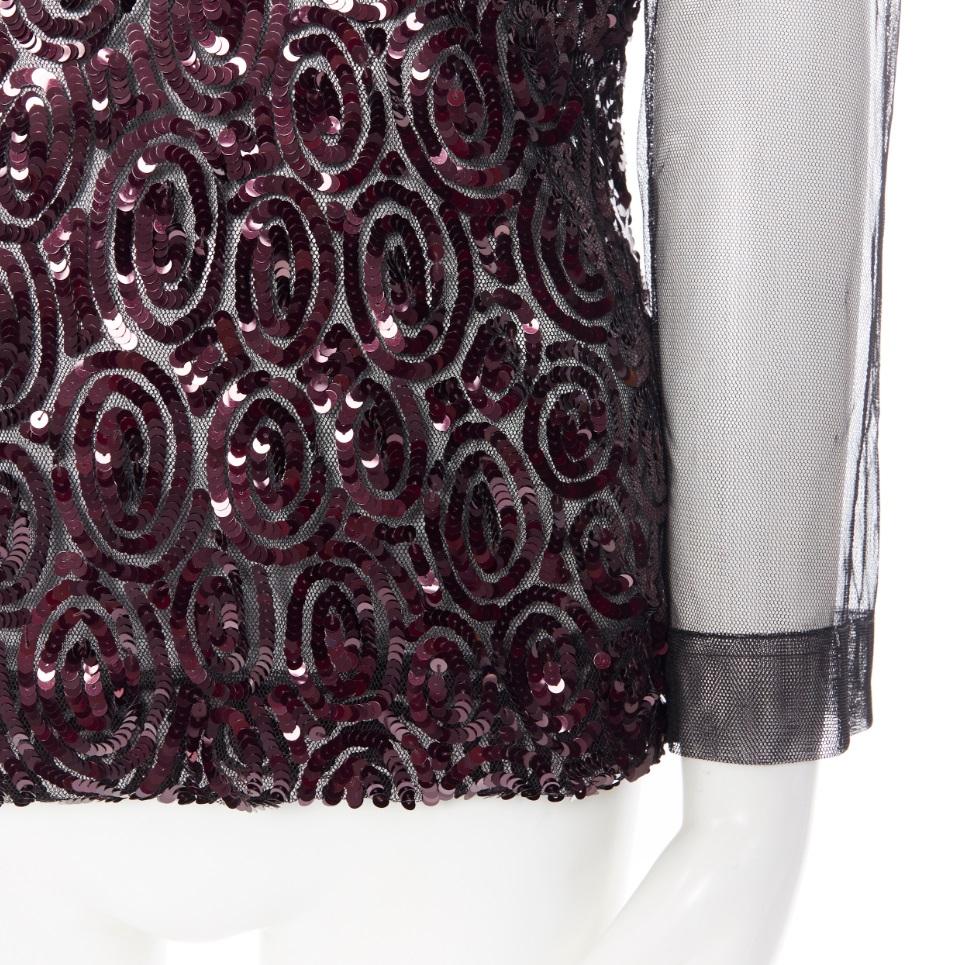 new DRIES VAN NOTEN AW17 Carti black net mesh purple sequins layered top FR40 2