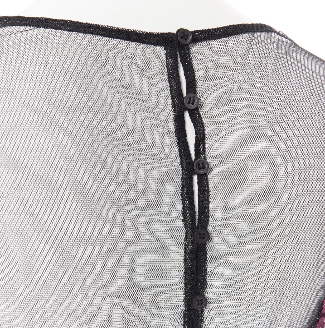 new DRIES VAN NOTEN AW17 Carti black net mesh purple sequins layered top FR40 1