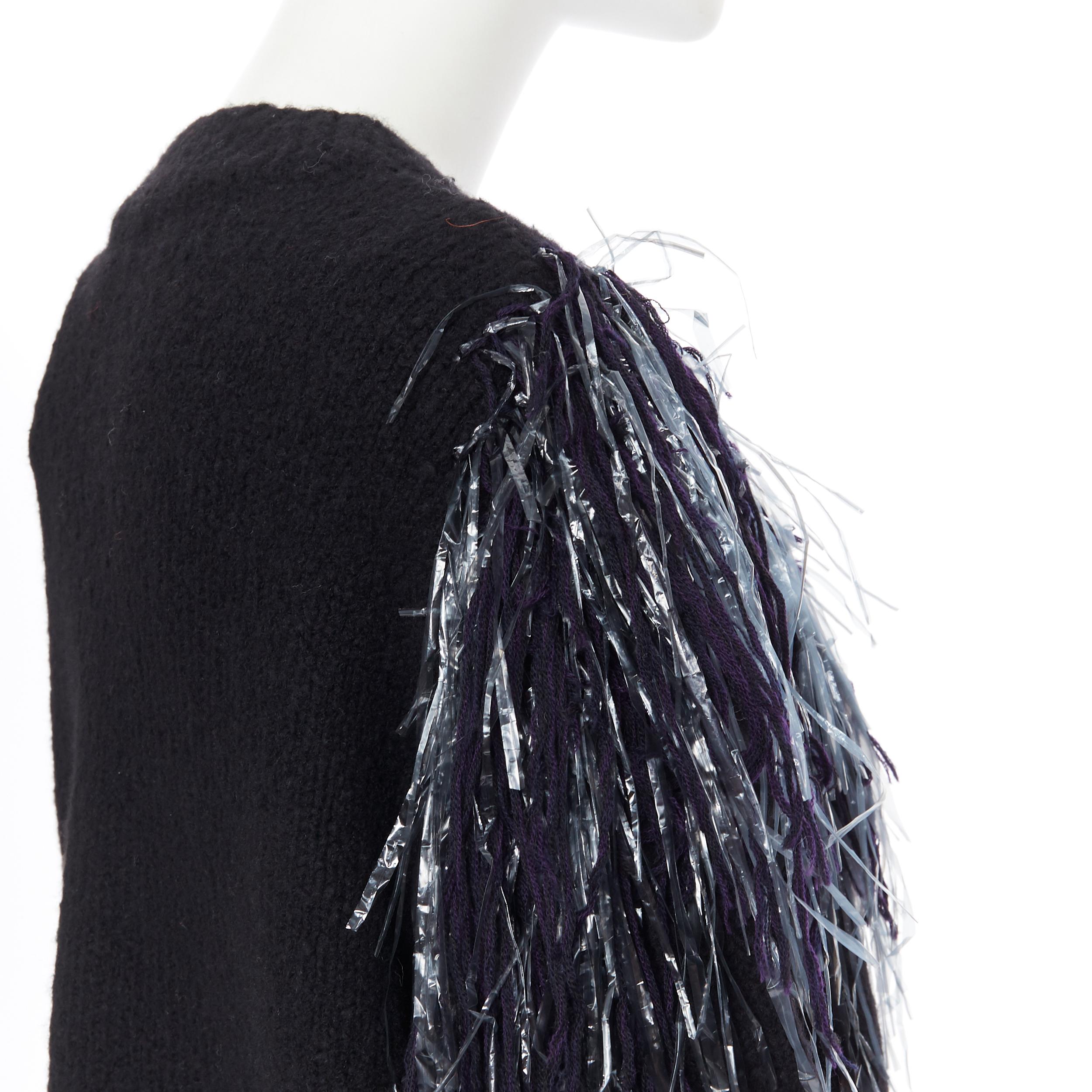 new DRIES VAN NOTEN AW18 merino wool cashmere blend black fringe sweater XS 2