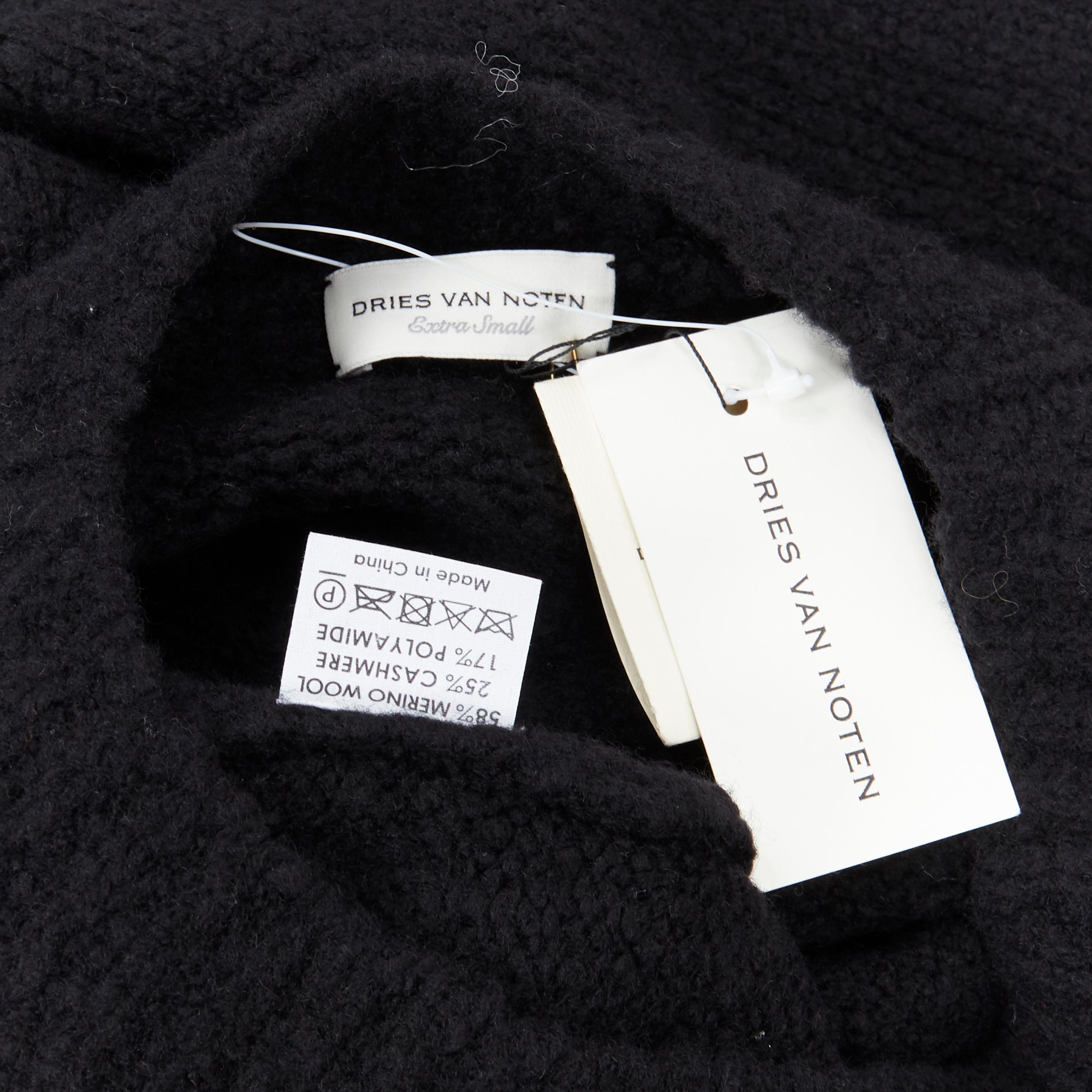 new DRIES VAN NOTEN AW18 merino wool cashmere blend black fringe sweater XS 4