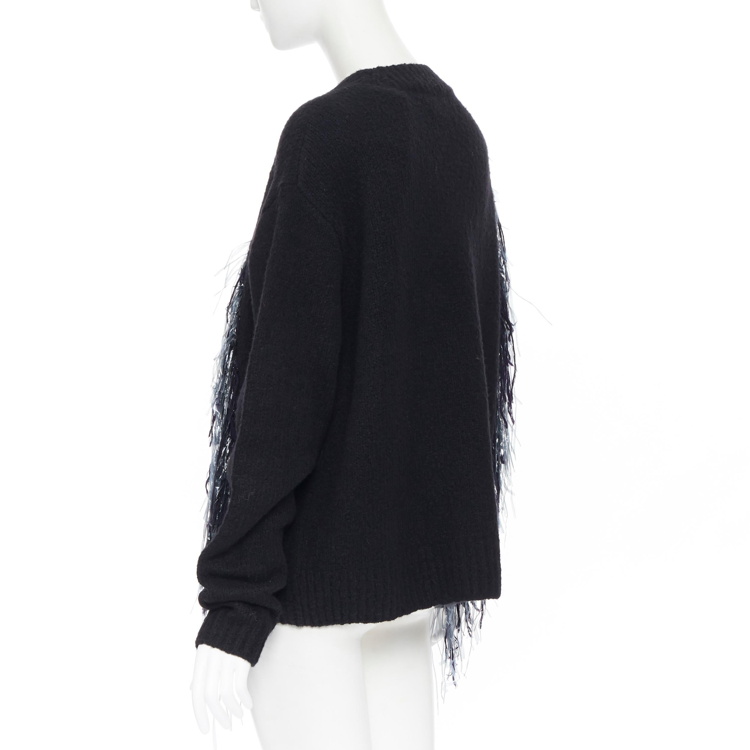 new DRIES VAN NOTEN AW18 merino wool cashmere blend black fringe sweater XS In New Condition In Hong Kong, NT