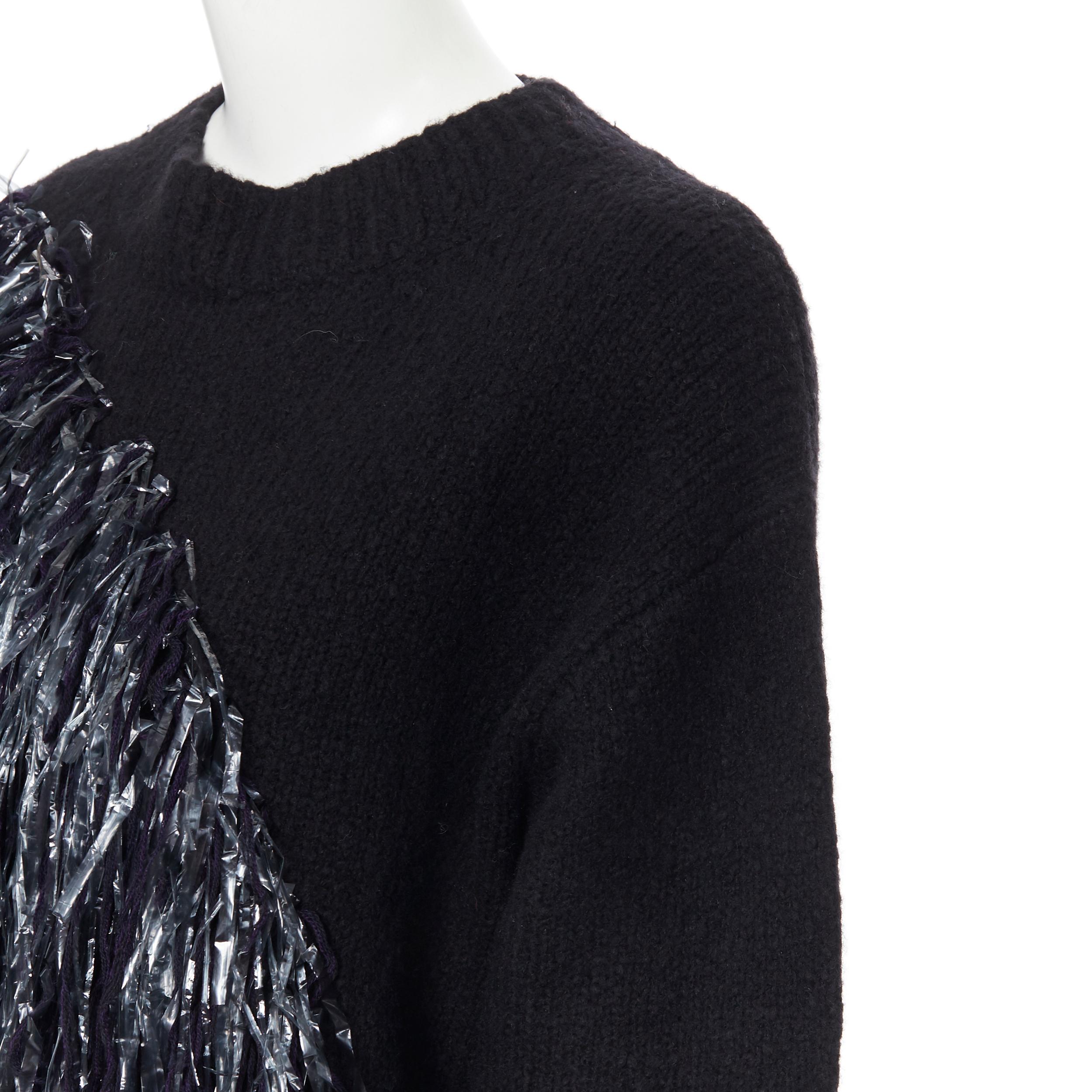 new DRIES VAN NOTEN AW18 merino wool cashmere blend black fringe sweater XS 1