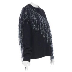 new DRIES VAN NOTEN AW18 merino wool cashmere blend black fringe sweater XS