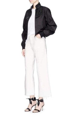 NEW Dries Van Noten Beaded Collar Cotton Bomber Jacket FR 40