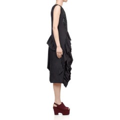 New Dries Van Noten Black/Green Sequinned Asymmetric Ruffle Dress FR38 US 6