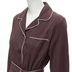 new DRIES VAN NOTEN Daltos 100% cotton burgundy red pyjama robe belted dress