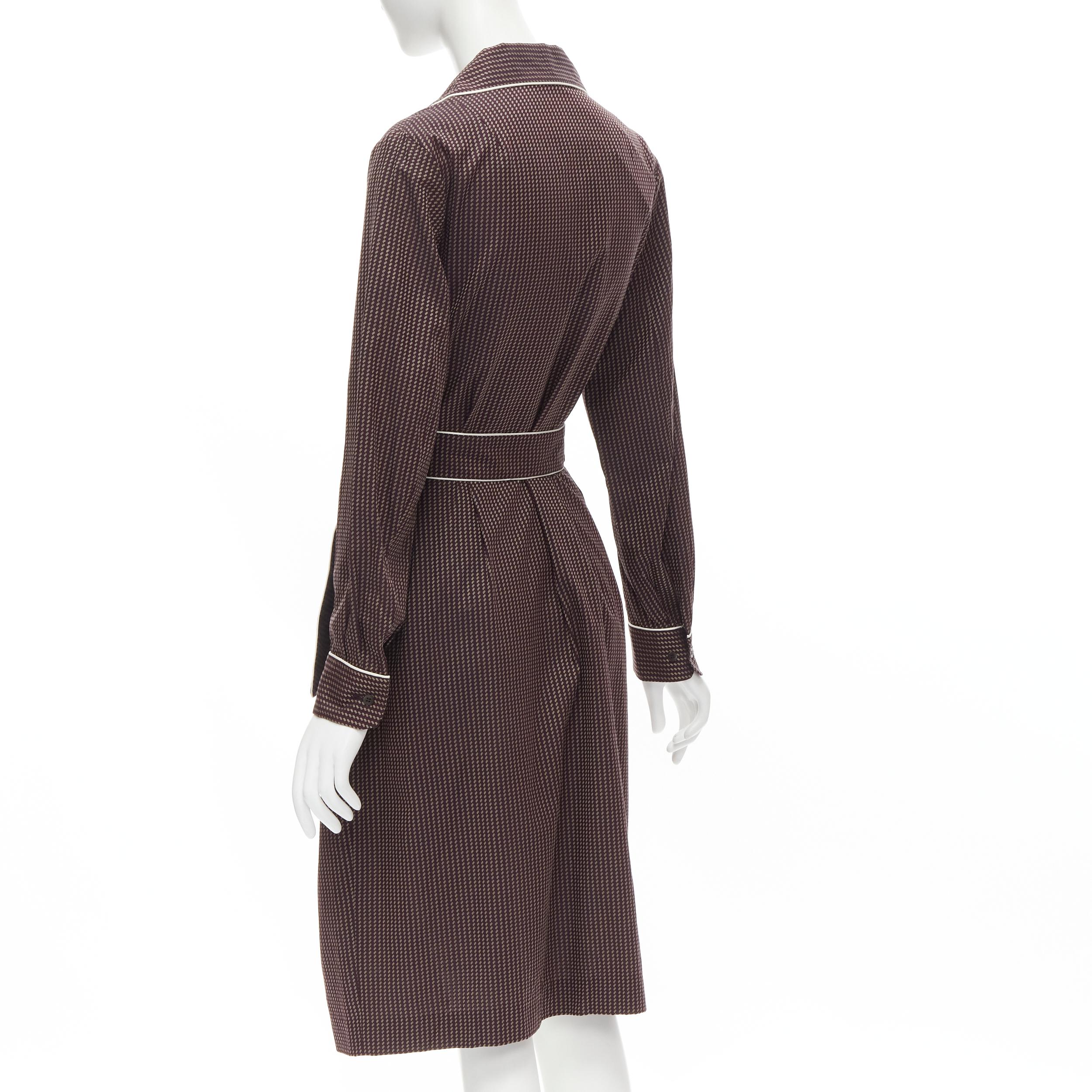 new DRIES VAN NOTEN Daltos 100% cotton burgundy red pyjama robe belted dress  In New Condition For Sale In Hong Kong, NT