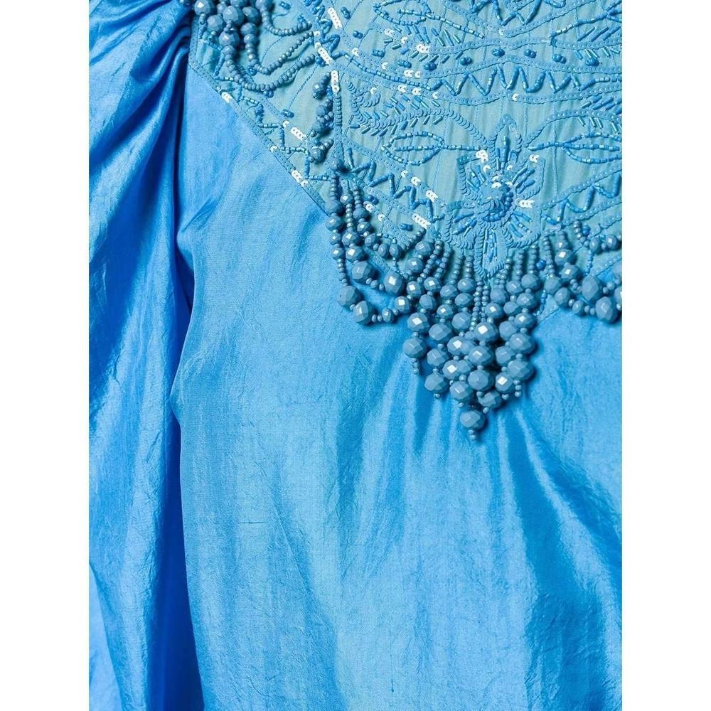New DRIES VAN NOTEN Embellished Pure Silk Blue Blouse FR40 US 8 For Sale 1