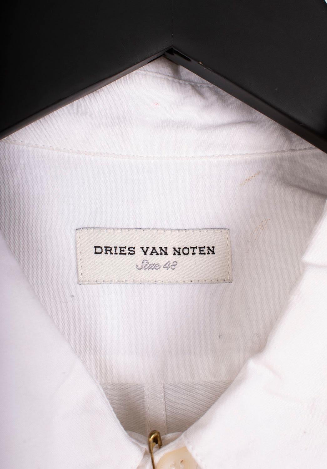New Dries Van Noten Men Shirt Casual Pure White Size 48 – M/L For Sale 2