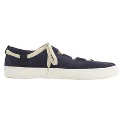 Used new DRIES VAN NOTEN navy blue suede cut out lace up skate sneakers shoes EU41