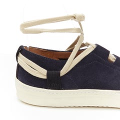new DRIES VAN NOTEN navy blue suede lace up ankle wrap casual sneakers EU41