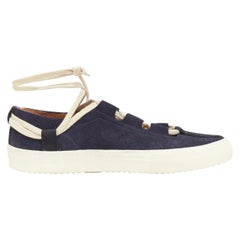 new DRIES VAN NOTEN navy blue suede lace up ankle wrap casual sneakers EU41